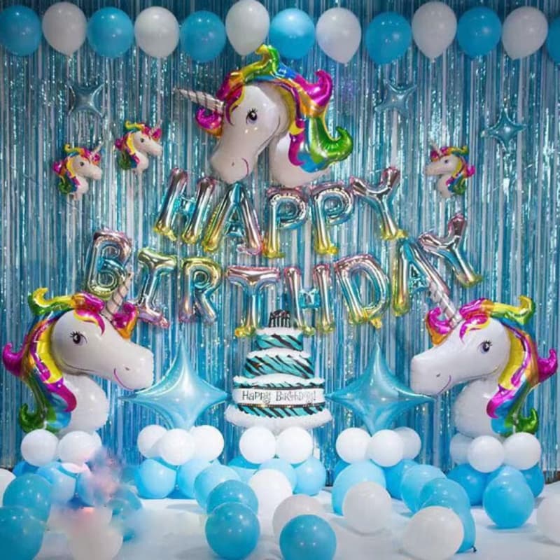 Happy Birthday Unicorn Foil Balloon Set ( 65 Pcs )