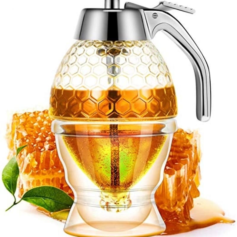 200ML Transparent Glass Honey Syrup Dispenser