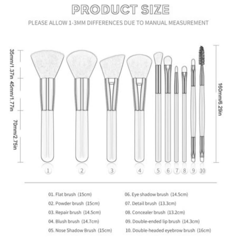 Kiss beauty 10 pieces brush set