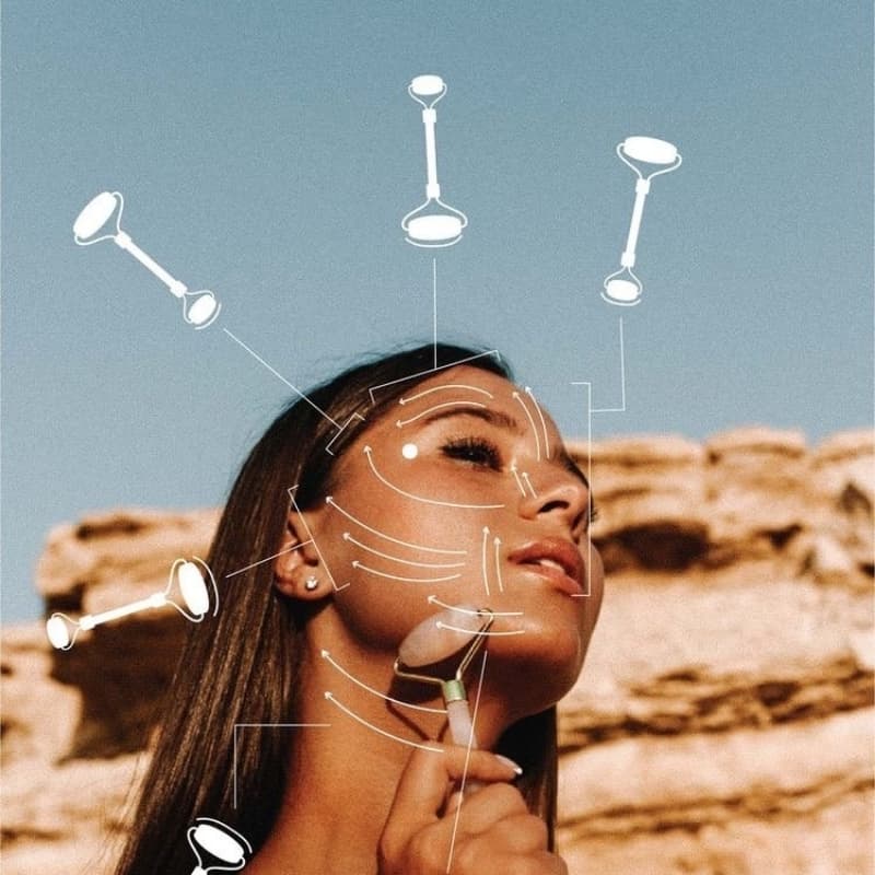 JADE FACE ROLLER FREE GUA SHA STONE COMBO SET