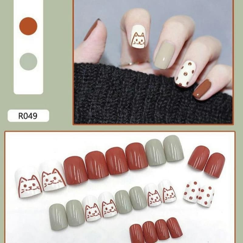 24 Pcs Cute Fake Nails Set