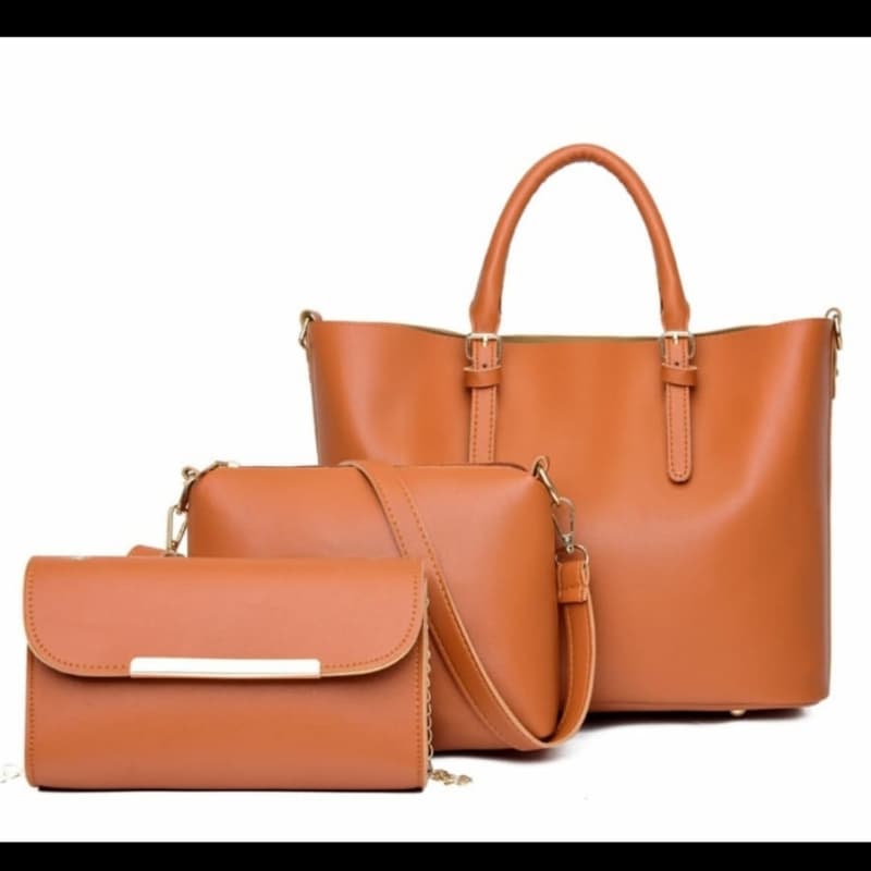 3 pcs Leather Hand Bag 4 Colors