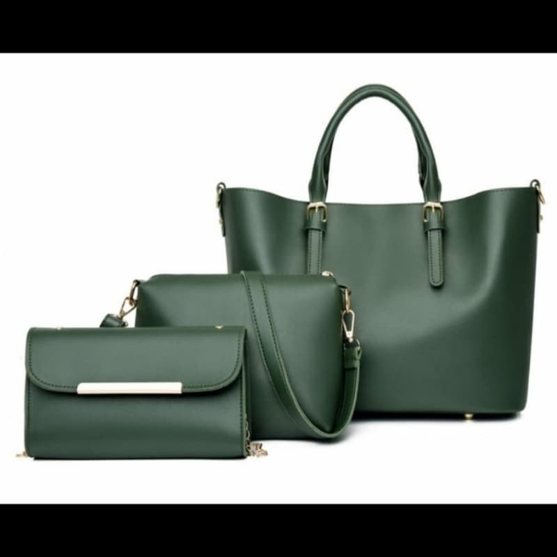 3 pcs Leather Hand Bag 4 Colors